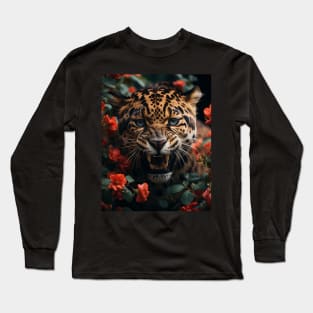 Floral Jaguar Roar Long Sleeve T-Shirt